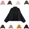 Generisch Giacca in pelle scamosciata da donna corta oversize, bomber in morbida pelle scamosciata con fodera in pile, giacca invernale per autunno, mezza stagione, giacca corta in pelle, look casual, con