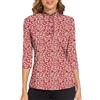Soneven Camicetta Donna Elegante Camicia a 3/4 Manica Polo da Golf Donna a Maniche Lunghe Lady Office Camicetta Estiva con Volant Colletto Alto Top, XL