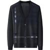 SWJGLITTR Maglione da uomo con scollo a V bottoni cardigan modello a rombi cardigan da uomo misto lana maglione maglione giacca