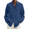 Fulidngzg Camicia Uomo Lino Manica Lunga Slim Fit Curvy Beach Casual Camicie Sportivia Elegante Estiva Camicia Tinta Unita Camicie Estive Taglie Forti vestibilità