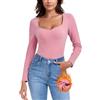WOWENY Maglia Termica da Donna in Pile, a Maniche Lunghe con Scollo a Sweetheart, Elegante Camicia Termica a Maniche Lunghe a 3/4, Calda, Comoda, per l'inverno