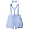 Volunboy Bambino Pantaloncini con Bretelle, Ragazzo Estivi Casual Lino Shorts con Papillon 3 Pezzi