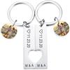 MeMeDIY Personalizzato in Acciaio Inossidabile Portachiavi Abbinato 2PCS Set Puzzle Cuore con Data Tag Rotondo Inciso Foto Tagliare Portachiavi con Nome Regalo Memoriale Per Donne Coppia Amico