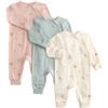 Marks & Spencer Confezione da 3 Tutine in Misto Cotone con Stampa Bosco Ragazze Crema