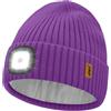 ATNKE LED Illuminato Berretto Cappello,USB Ricaricabile 4 LED Corsa Cappello Torcia Mani Libere Testa Lampada Invernale Calda Pile Foderato Lavorato Beanie Regali per Uomo e Donna/Inner Purple