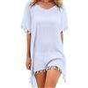FFWTPY Copricostume Donna con Scollo V Copricostumi Chiffon Mare Abito da Spiaggia con Nappa Estivi Allentato Cover Up Costumi Bikini Cover Up Sexy Sciolto Beachwear (Bianco)