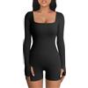 HSAJS Tutina Donna Aderente Tuta Intero Corta a Manica Lunga Sportiva Tutina Scollo U Sexy Monopezzi e Tutine Tinta Unica Rompers One Piece per Yoga Palestra