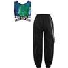 HULIJA Bambina 2 Pezzi Completi Hip Hop Maniche Senza Canotta Bra con Paillettes e Pantaloni Tuta da Jogger Allenamento Tuta da Ginnastica Danza