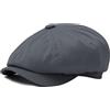 BOTVELA - Berretto piatto da uomo, 8 pezzi, 100% cotone, Gatsby Ivy Golf Cabbie Hat, Grigio scuro, Large