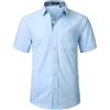 HISDERN Camicia da Uomo Blu a Maniche Corte per Uomo Camicia Casual Estiva con Taschino sul Petto, XL