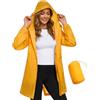 CMTOP Giacca Impermeabile Donna Cappotto Leggero e Ripiegabile Giacche Antipioggia Con Cappuccio Trench Sottile e Portatile Rain Jacket Primavera Estate per Viaggi e Ciclismo(Giallo, L)