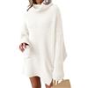 JFAN Vestito Maglia Allentato Donna Invernale Elegante Knitted Dress Collo Alto Abito Lungo Maglione per Autunno Inverno