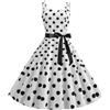 Bauzuoyo Rockabilly, abito da donna vintage anni '50, senza maniche, a pois, stile coctail, alla moda degli anni '60, con spalline sottili, tunica, per feste, balli, costumi di carnevale, B2 bianco., M