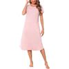 Litherday Camicia da Notte Donna Girocollo Sciolto Maniche Corte Camicia da Notte con Maniche Ragla Camicia da Notte Estiva da Donna Corta 95% Cotone Camicia da Notte S-XXL