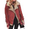 YMING Donne Shearling Pelle Di Pecora Giacca Lapel Morbido Faux Lana Pelle Caldo Giacca Cappotto Rosso S