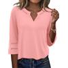 Rapbin Camicetta da donna elegante a 3/4 manica con scollo a V tunica estiva pizzo ricamato vintage top 2026 moda top, Rosa corallo., L