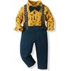 Acuryx Completini e Coordinati Gentiluomo Set per Bambino Ragazzo Completo Bretelle Fiocco Tuta Camicia Maniche Lunghe Pantaloni Cerimonia Battesimo