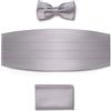 BRERA 67 Fascia da Smoking + Papillon + Fazzoletto da Taschino Color Grigio taglia S-M in raso, Set 3 pezzi Accessori da Uomo Classico per Abiti Eleganti