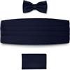 BRERA 67 Fascia da Smoking + Papillon + Fazzoletto da Taschino di diversi Colori e Taglie in raso, Set 3 pezzi Accessori da Uomo Classico per Abiti Eleganti