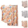 Generic Set di Abbigliamento per La Casa Ampio, Sottile E Floreale, in Cotone Artificiale Stampato, di Grandi Dimensioni Pagliaccetto (Grey, XXXXXXL)