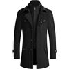 ECDAHICC Cappotto invernale da uomo, slim fit, in due pezzi, per lavoro, tempo libero, cappotto di lana con colletto alto, Peacoat, Nero , L