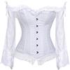 WLFFW Bustino Corsetto Gotico Corpetto in Donna Maniche Lunghe S Bianco