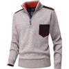 CoXuantion Maglione da Uomo 1/4 di Zip Pullover in Pile Maglia Collo Alto Invernale Cardigan Casual Leggero Solido Maglione Lunga Lavorata a Giubbetto Tenere Caldo Giacca M,Beige