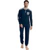 ALV by Alviero Martini Pigiama da Uomo Lungo in Tessuto Jacquard Punto Milano, Vari Modelli E Taglie (IT, Testo, M, Regular, Regular, ALP622-Blu)