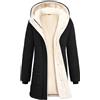 CMTOP Giacca Invernale Donna Foderati in Pile Caldo Lungo Cappotto Impermeabile Antivento Trapuntata Giubbotto Casual Elegante Parka Classico Giaccone con Cappuccio, Zip e Tasche(Nero,M)