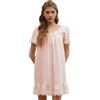 Nanxson Camicia da Notte Donna Cotone Manica Corta/Lungo Pigiama | Confortevole Pigiama da Notte,Vittoriano Pizzo Scollo a U Vestaglia,Sciolto Pigiama,Vestito con Orlo in Pizzo