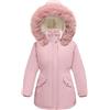 Nemopter Piumino da ragazza, principessa, cappotto da ragazza, invernale, giacca in pile, per bambini, calda, con cappuccio in pelliccia spessa parka, Rosa, 10-11 Anni