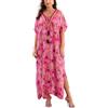 L-Peach Abito da spiaggia lungo boho Caftano maxi da donna, A3 rosa, Taglia unica