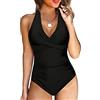 Baynetin Costume da Bagno Intero da Donna, sulla Pancia e Push Up e Imbottiture Interne Rimovibili, con Scollo a V, Spalline Regolabile,Bikini Backless Un Pezzo Unico (Nero, M)