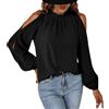 BKEPDY Top Maniche Lunghe Donna Sexy Camicetta da Donna Manica Lunga Top Donna Elegante Casual Tessuto in Chiffon Girocollo Manicotto Split Camicetta da Ufficio Tinta Unita