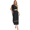 Miutii Costume da dea greca da donna Abito bianco greco antico Toga vecchio vestito romano Abbigliamento a tema Show Costume da ballo, B nero, L