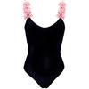 Qiribati Donne Applicazioni di Fiori Costume Intero Scollato sulla Schiena Beachwear Dimagrante Pancia