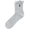 POLO RALPH LAUREN Calzini alla caviglia da donna con bordo lattuga, confezione da 1 paio, comfort sostenibile in cotone, Grigio mélange, 4-10
