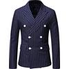 GUOCU Blazer da Uomo Elegante Slim Fit Giacca a Righe Verticali Giacca da Smoking con Due Bottoni Blazer da Abito Formale Giacca da Lavoro con Revers Moda Casual Affari Cappotto Doppio Petto