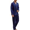 Heersan Pigiami Due Pezzi da Uomo Pigiama Raso con Bottoni Set Pigiama Top a Maniche Lunghe con Tasche, Pantaloni Pigiama Uomo Classic Loungewear