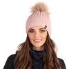 Vivisence Berretto Donna con Pompon Caldo Ideale per L'Inverno 7016, Rosa Chiaro,Taglia Unica