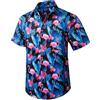 Enlision Camicia Hawaiana Uomo Manica Corta Estiva con Tasca Frontale Bottoni Funky Hawaiane Tropicale Fenicotteri Stampata Camicie Uomo per Vacanze Beach Casual Hawaii Camicia XXL