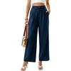 Neteson Pantaloni Lino Donna Estivi Pantaloni Business Larghi Leggeri | Eleganti Pantaloni Lunghi Comodi Pantaloni da Spiaggia con Tasche