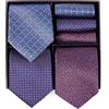 BRERA 67-3 Pezzi Cravatta Uomo elegante + 3 Pezzi fazzoletto da taschino uomo, Set uomo con confezione regalo, Cravatte e Pochette Classiche