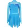TSSOE Vestito Pattinaggio Artistico Bambina Vestito Danza Contemporanea con Maniche Lunghe Costume Danza Lirica Classica Azzurro Chiaro 9-10 Anni