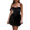 MIEAHORY, Mini abito a trapezio da donna, elasticizzato, svasato, con corsetto in stile canotta senza maniche, con scollo quadrato e finiture in pizzo