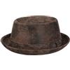 Stetson Pennsylvania Pork Pie Cappello in Pelle Suina Uomo Foderato Fedora Used Look Estate Inverno