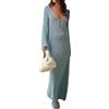 Faretumiya Abito lungo in maglia trasparente per donna, a maniche lunghe, all'uncinetto, aderente, senza schienale, da spiaggia, bikini, copri-costume, S
