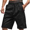 DAIHAN Shorts Uomo con Cerniera Laterale, Pantaloni Corti Spiaggia Casual Shorts Vita Elasticizzata con Tasche Pantaloncini Casual per Sport e Uso Quotidiano,Nero,L