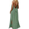 Generico Vestito Lungo Estivo Donna Abito con Schiena Scoperta Vestito da Mare Boho Chic Dresses Vestiti con Spalline Sottili Elegante Abiti Cerimonia Caftano Scollato Senza Maniche Taglie Forti Tinta Unita