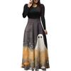 VPQILH Vestito Halloween Donna con Zucca Fantasma Stampa Abito Halloween Girocollo Vestiti Patchwork Vestito Medievale Abbigliamento Maniche Lunghe Rockabilly Midi Abito Party Abiti da Cocktail Sera
